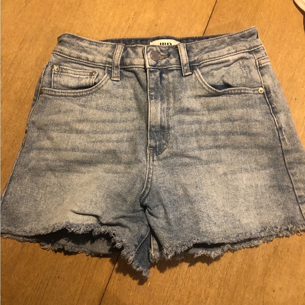 Blue Distressed Jean Shorts Frayed Hem